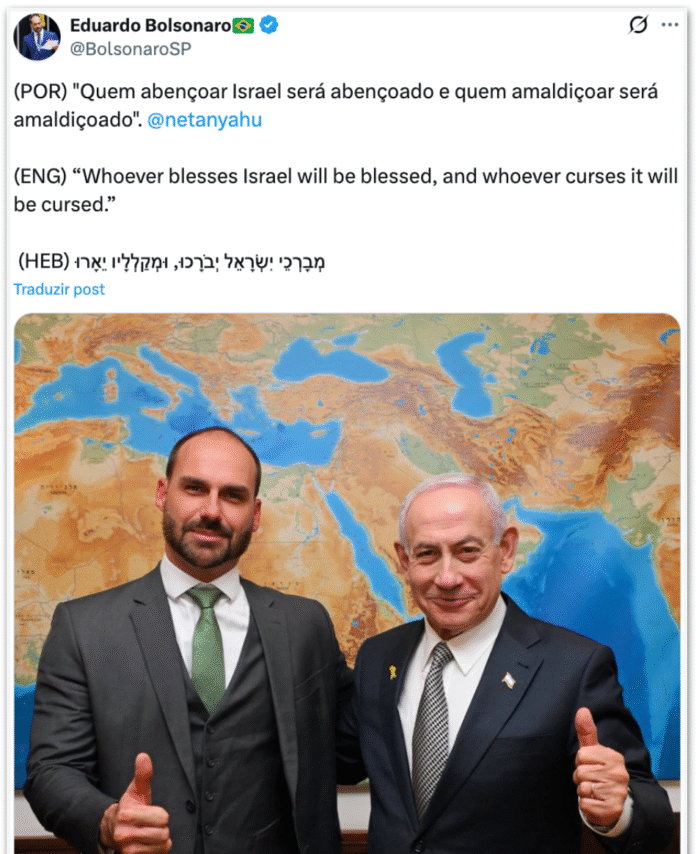Imagem destacada - Eduardo Bolsonaro se reúne com Netanyahu durante visita a Israel