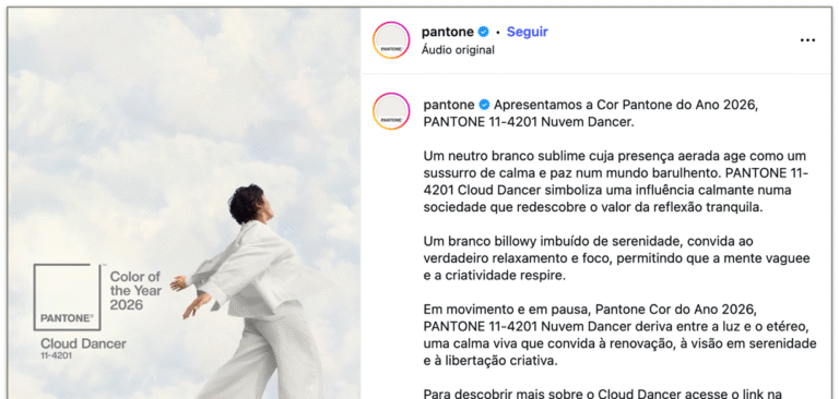 Pantone define “Cloud Dancer” como cor do ano de 2026