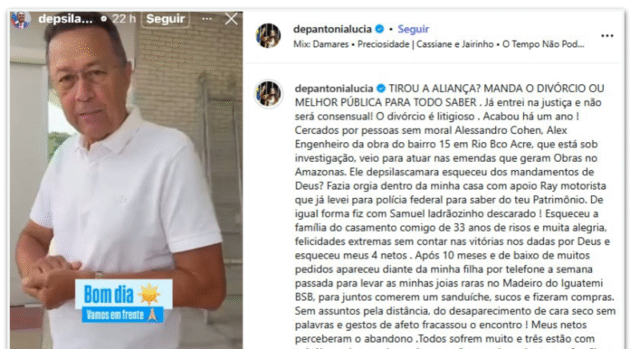 Imagem destacada - Antônia Lúcia anuncia divórcio litigioso e acusa Silas Câmara de infidelidade