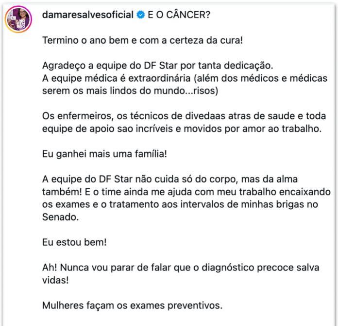 Imagem destacada - Damares Alves divulga vídeo sobre tratamento contra câncer de mama