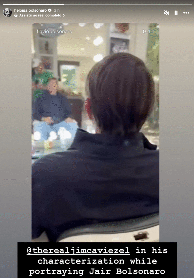 Jim Caviezel aparece maquiado para viver Jair Bolsonaro em “Dark Horse”