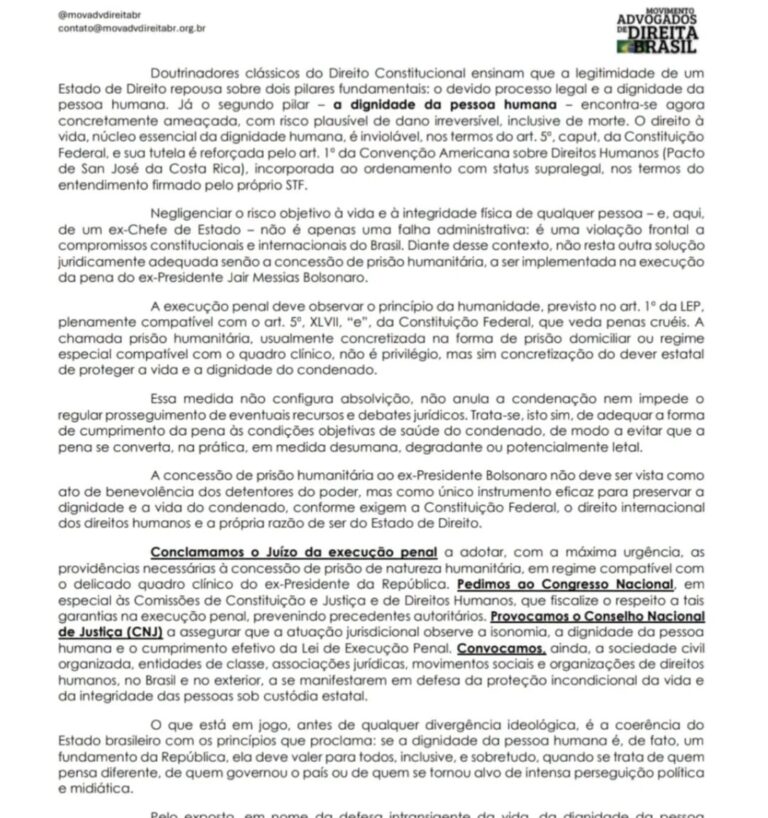 Advogados de direita solicitam “prisão humanitária” para Jair Bolsonaro