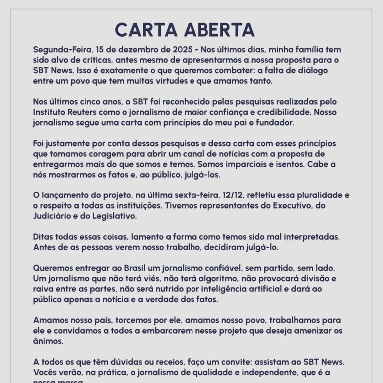SBT reage a críticas e lamenta julgamentos contra filhas de Silvio Santos