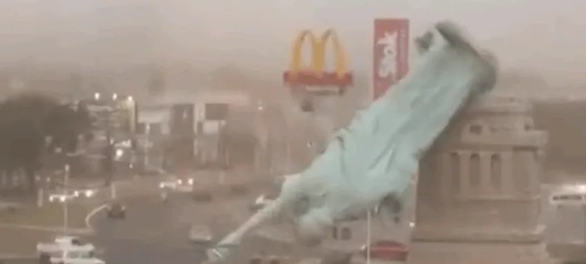 Ventania de até 100 km/h derruba réplica da Estátua da Liberdade da Havan em Guaíba (RS) - Imagem do artigo